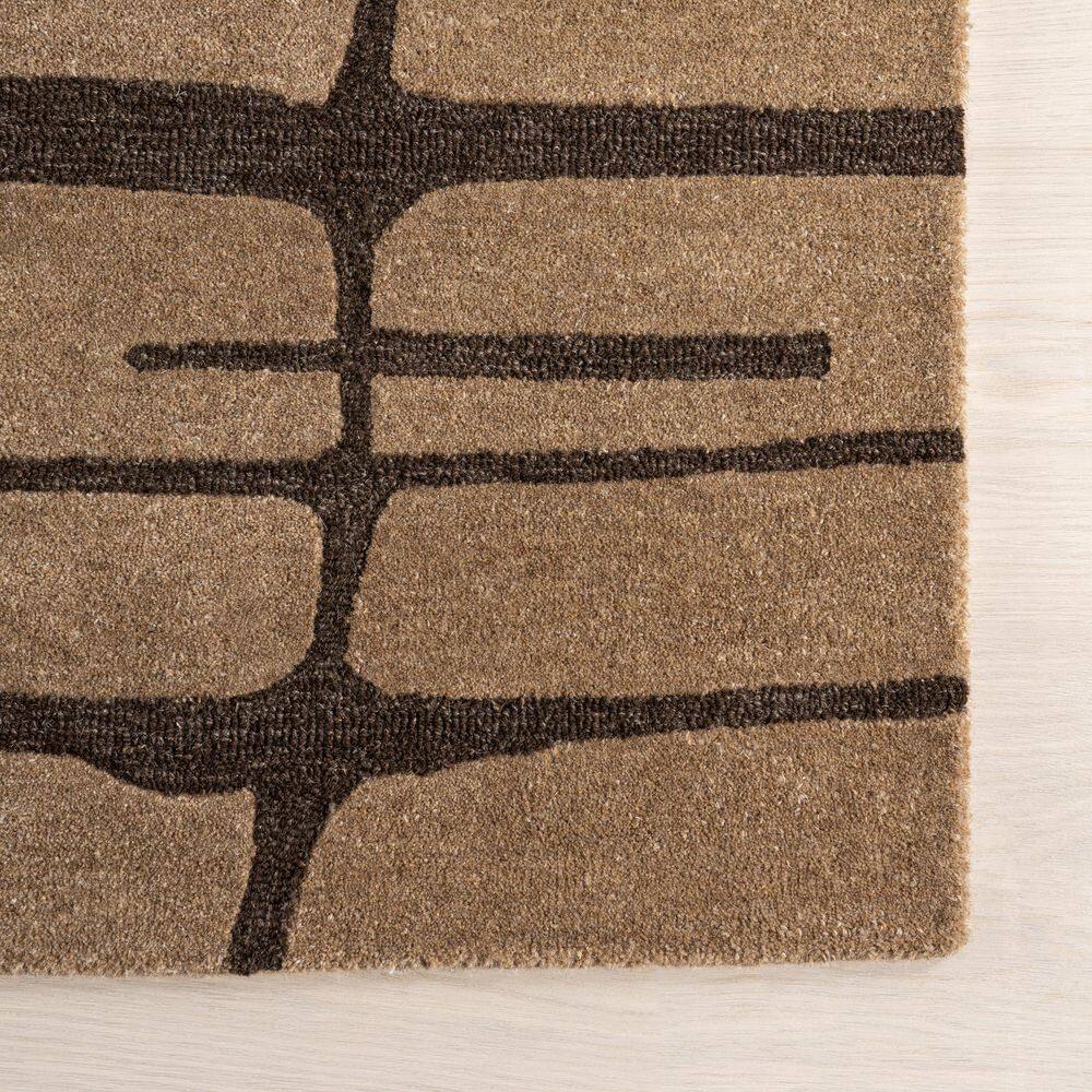 Handmade Brown Striped Wool Rectangular 4' x 6' Area Rug