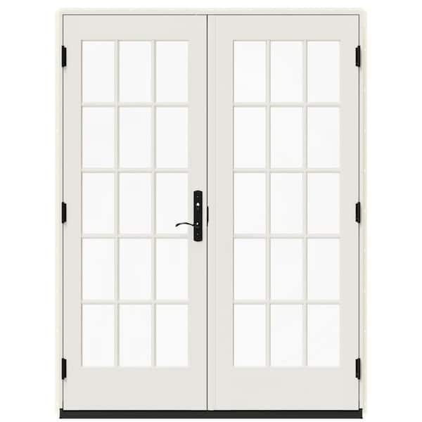 JELD-WEN 60 in. x 80 in. Left-Hand/Inswing 15 Lite Primed Steel Double  Prehung Patio Door with Brickmould THDJW238700007 - The Home Depot