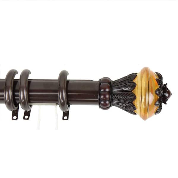 Rod Desyne 30 in. - 48 in. Paradise Decorative Traverse Rod with Rings in Mahogany