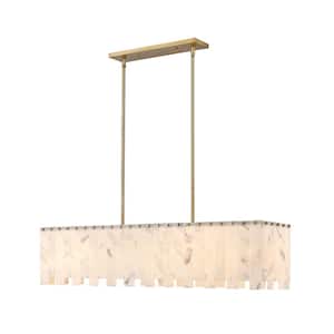 Viviana 7-Light Rubbed Brass Island Chandelier with Resin Shade