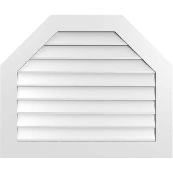 Ekena Millwork 36 in. x 30 in. Octagonal Top Surface Mount PVC Gable Vent: Decorative with Standard Frame