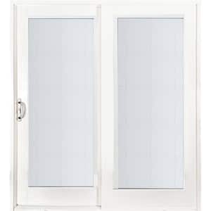 72 in. x 80 in. Smooth White Left-Hand Composite Sliding Patio Door with Built in Blinds