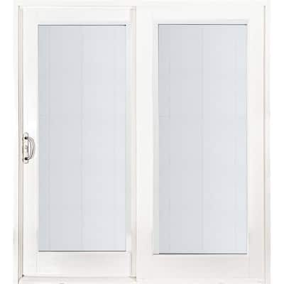 72 in. x 80 in. Smooth White Left-Hand Composite PG50 Sliding Patio Door with Built in Blinds