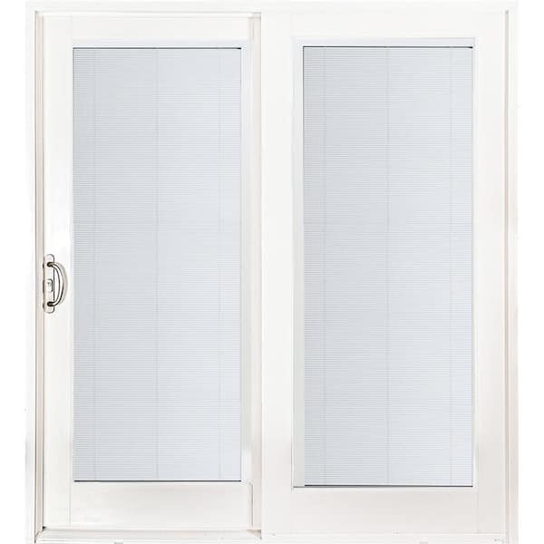 MP Doors 72 in. x 80 in. Smooth White Left-Hand Composite PG50 Sliding Patio Door with Built in Blinds