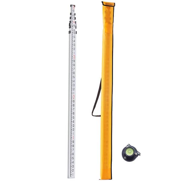 Aluminum 20 ft. Telescoping Rod, Measuring Rod, 6 Sections, 1/10ft. Scale, Bubble Level & Bag, for Surveying, Walls