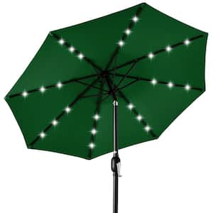10 ft. Market Solar LED Lighted Tilt Patio Umbrella w/UV-Resistant Fabric in Green