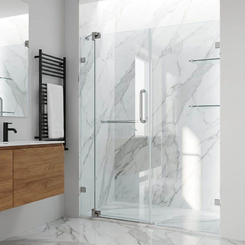 VIGO Pirouette 42 to 48 in. W x 72 in. H Pivot Frameless Shower