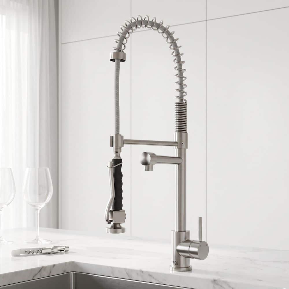 VIGO Zurich Single Handle Pull-Down Sprayer Kitchen Faucet in
