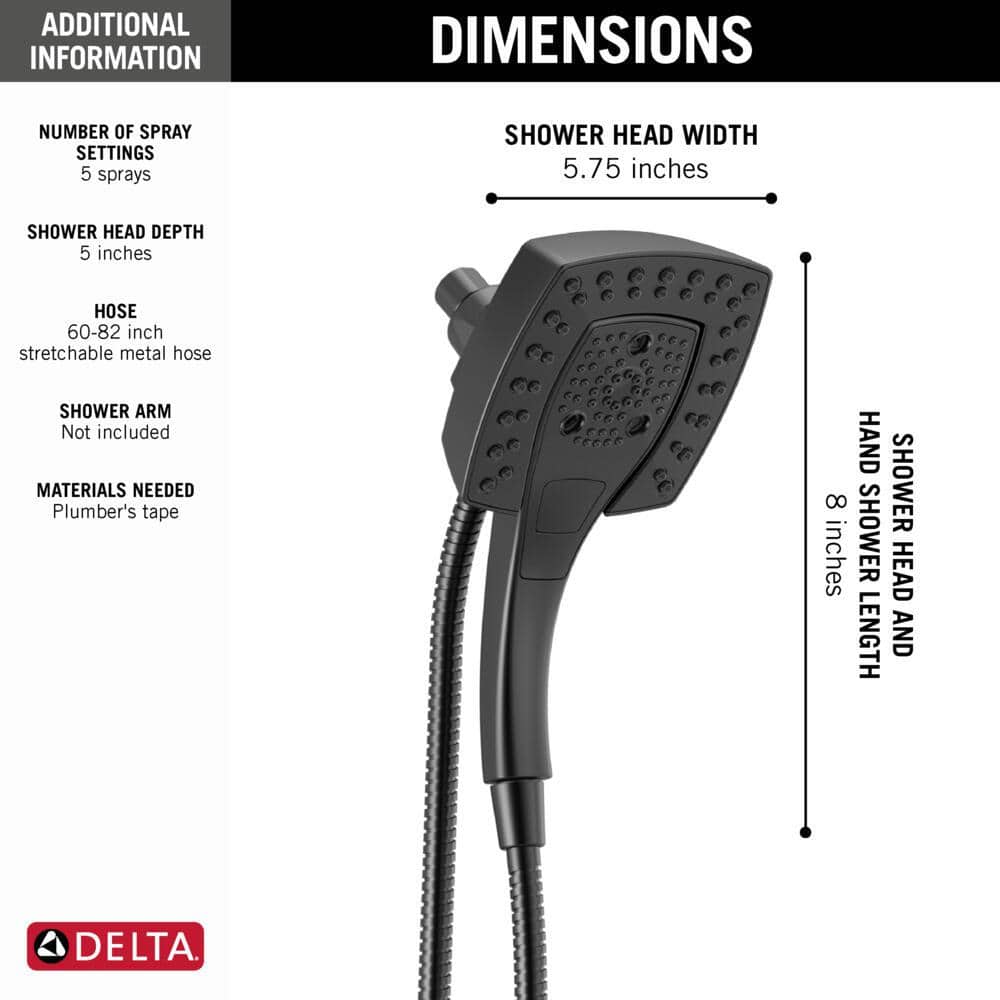 Matte Black Stainless Steel Dual Handheld Wall Mount Shower
