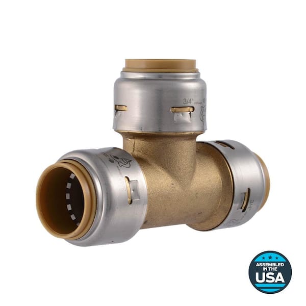SharkBite Max 3/4 in. Push-to-Connect Brass Tee Fitting UR370A - The Home  Depot