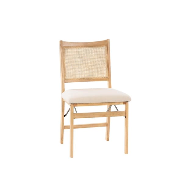 Lewis Cane Back Natural Fabric Seat Folding Dining Side Chair