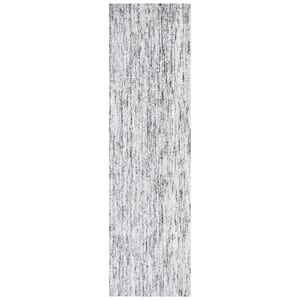 Abstract Gray 2 ft. x 8 ft. Distressed Runner Rug