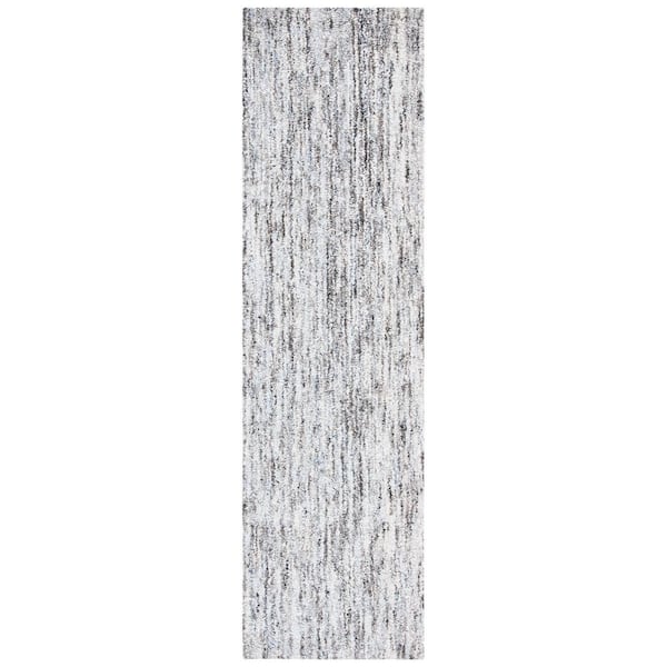 Abstract Gray 2 ft. x 8 ft. Distressed Runner Rug