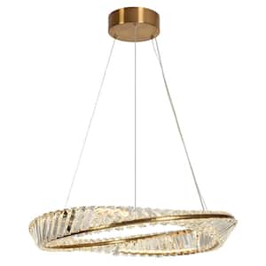 Sculpin 1-Light Integrated LED Plating Brass Circle Chandelier with Crystal Accents