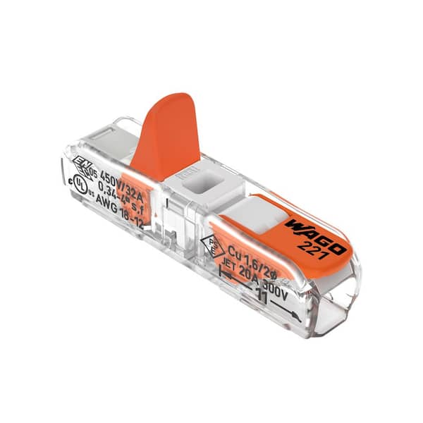 221 Series Lever-Nuts Inline Wire Splicing Connector, 20-12 AWG. (25-Piece)