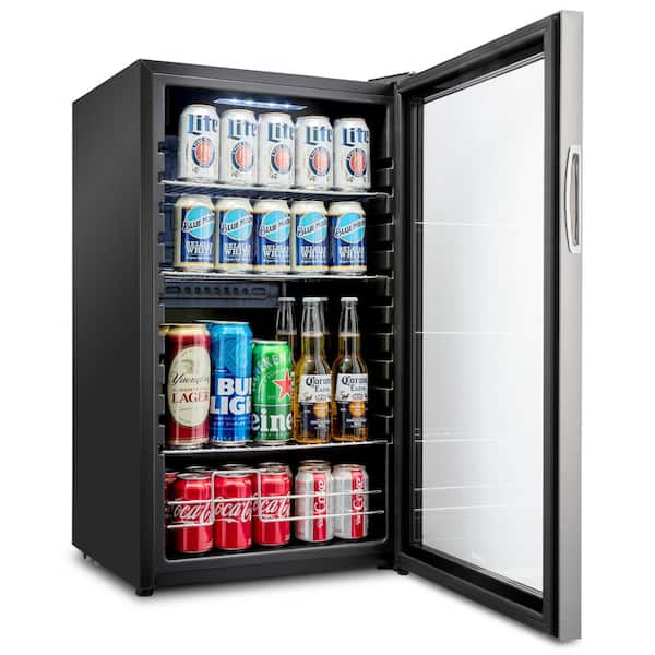 19 in. Single Zone 126-Cans Beverage Cooler in Stainless Steel