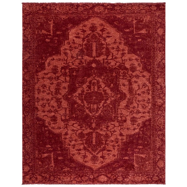 Vintage Overdye 9 ft. x 12 ft. Red Solid Medallion Area Rug