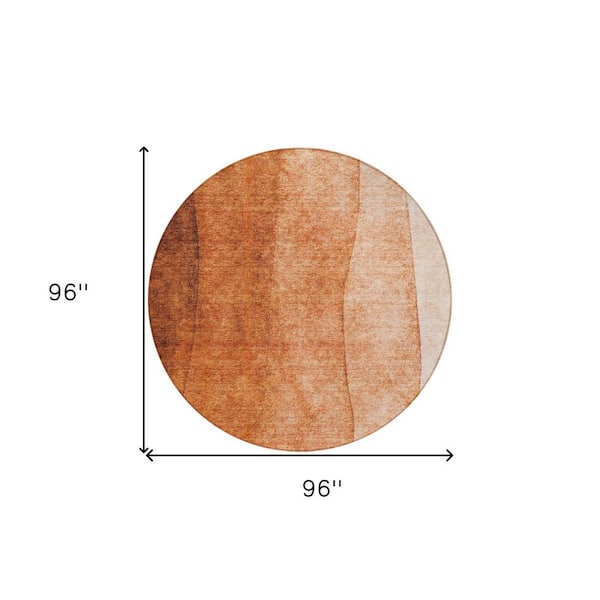 Orange, Copper 8 Round ft. Woven Abstract Polyester Round Indoor / Outdoor Area Rug
