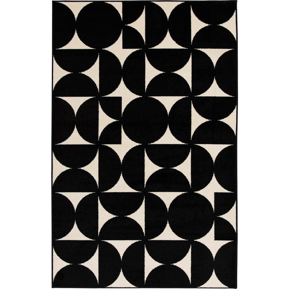 Loomaknoti Terrace Tropic Sevella 4  x 6  Geometric Indoor/Outdoor Area Rug   Black/White