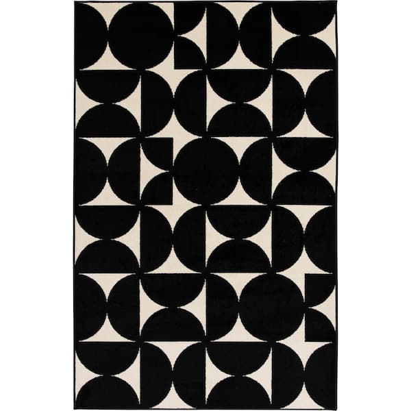 Tecopa Sevella Black 9 ft. 10 in. x 12 ft. 10 in. Geometric Polypropylene Indoor/Outdoor Area Rug