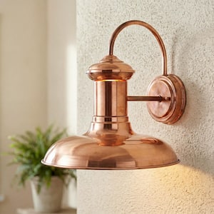 Brookside Collection 10 in.1-Light Solid Copper Farmhouse Outdoor Medium Wall Lantern Light