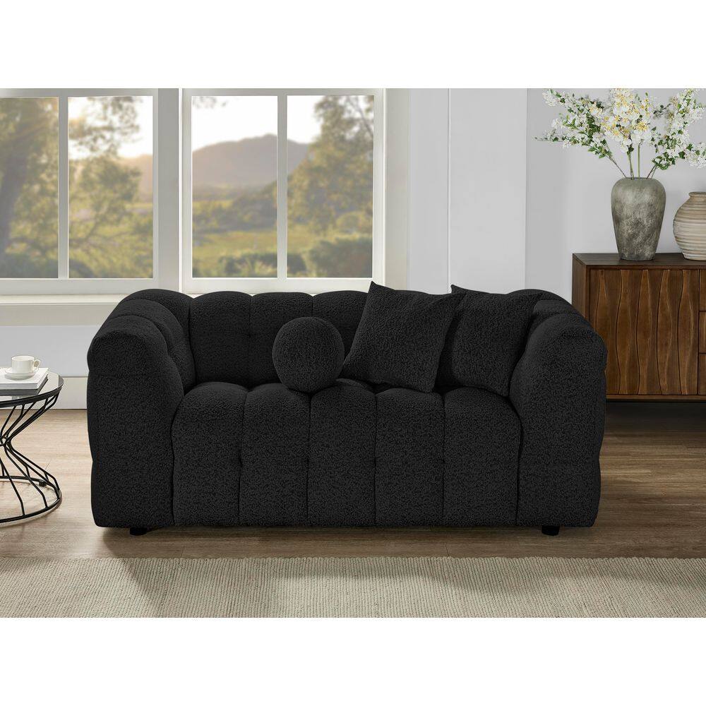Nate 34 in W. Boucle Fabric Upholstery 2 Seats Loveseat in Black Color price history on PriceWatchPro