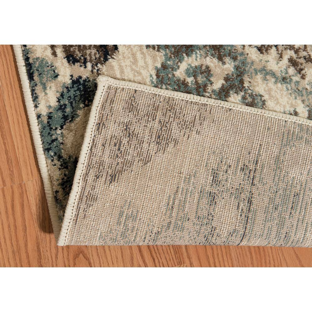 Blue and Taupe Synthetic Rectangular Area Rug, 5' x 8'