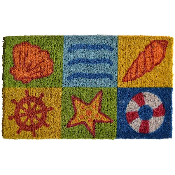 HomeRoots Multi-Colored 30 in. x 18 in. Coir Non-Slip Indoor/Outdoor Door Mat