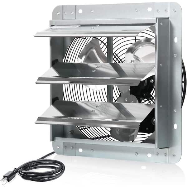 12in. Wall Mount Aluminum Shutter Exhaust Fan 1450CFM Electric Powered with 5ft. Cord for Commercial, Attic, Shed, Shop