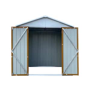 6 ft. W x 4 ft. D White and Brown Metal Outdoor Storage Shed (24 Sq. ft.)