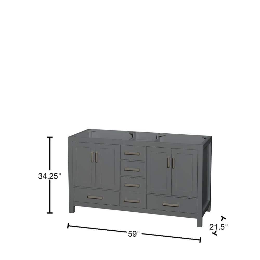 Sheffield 59" Dark Gray Wood Double Bathroom Vanity