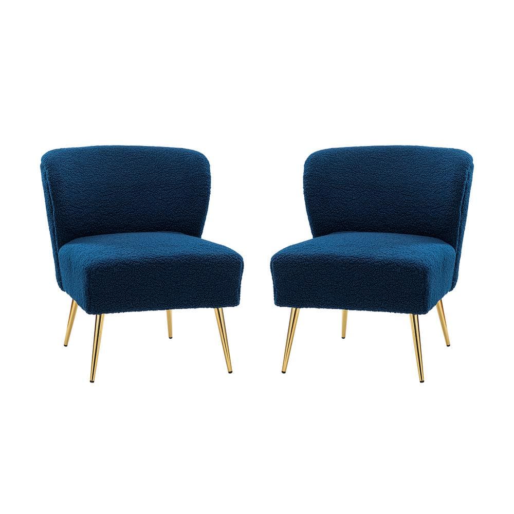 JAYDEN CREATION Gabriel Upholstered Accent Navy Side Chair With Metal   Navy Jayden Creation Accent Chairs Chm0381 Navy S2 64 1000 