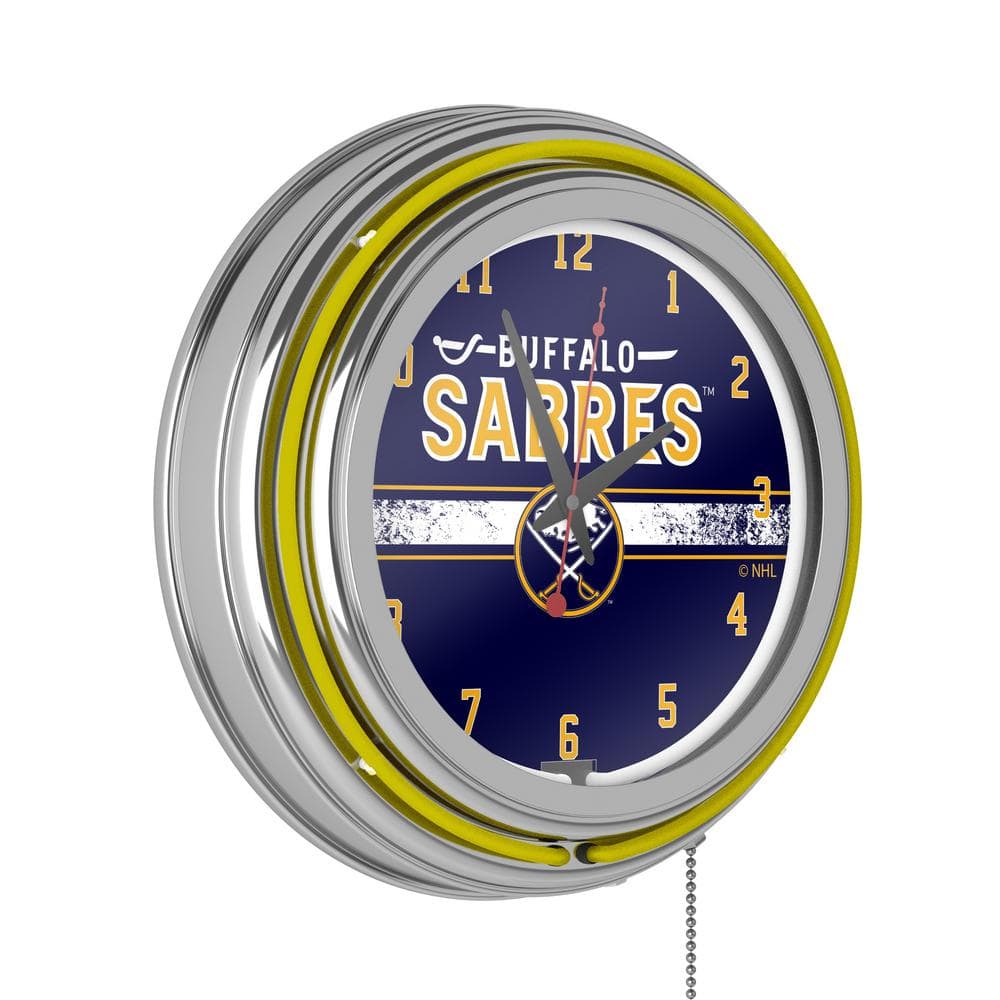 Buffalo Sabres Yellow Logo Lighted Analog Neon Clock