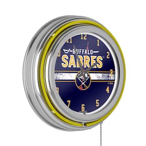 Buffalo Sabres Yellow Logo Lighted Analog Neon Clock