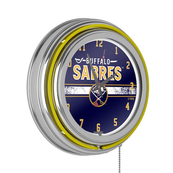 Unbranded Buffalo Sabres Yellow Logo Lighted Analog Neon Clock