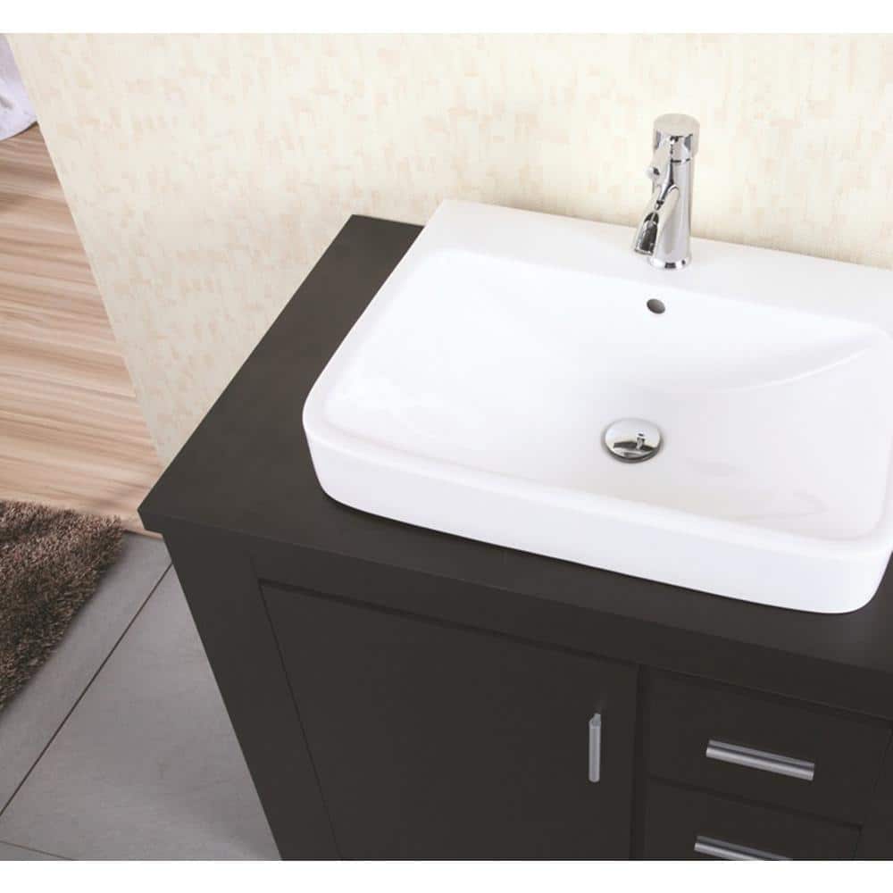 Espresso Double Sink Freestanding Bathroom Vanity with Mirrors
