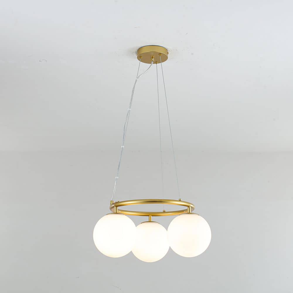 Aureline 17.7 in. 3-Light Modern Gold Ring Opal White Glass Globe Shades Chandelier for Kitchen Living Room price history on PriceWatchPro