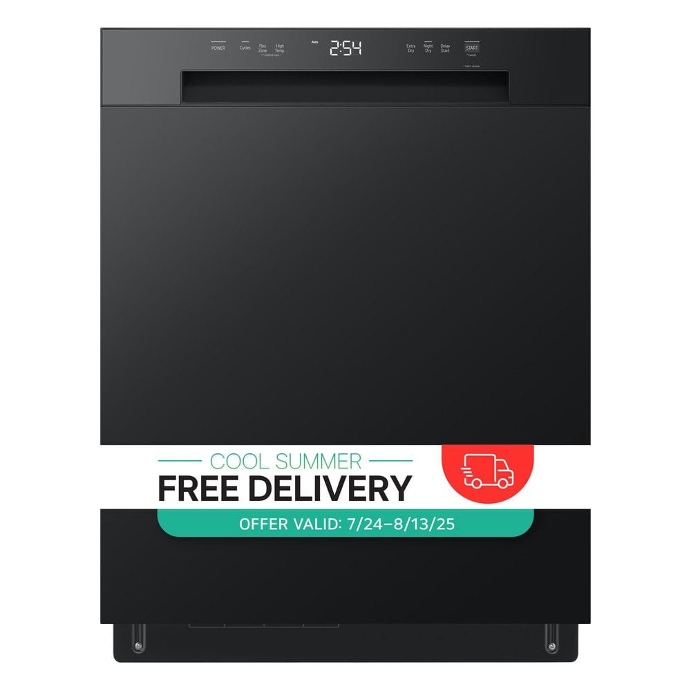 LG 24 in. Black Front Control Dishwasher with Stainless Steel Tub and SenseClean