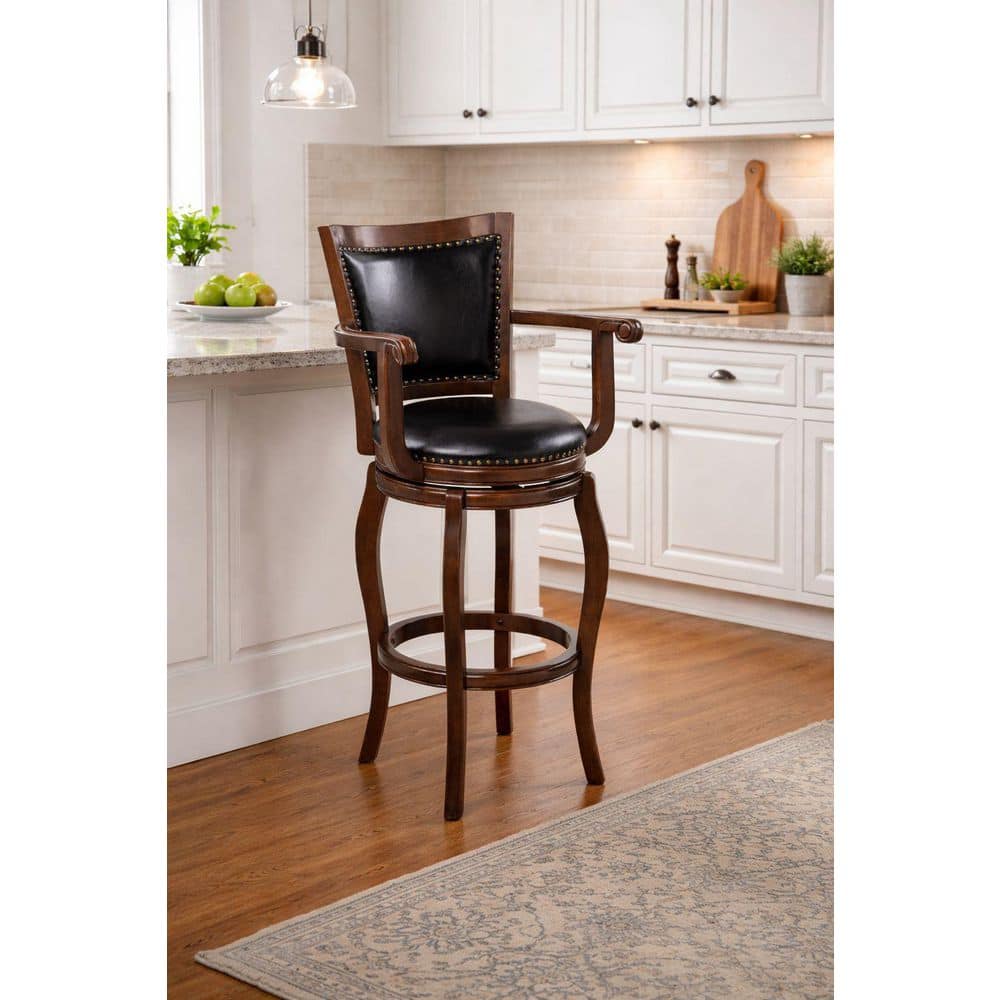 Boraam Jones 36 in. Extra Tall High Back Swivel Wood Kitchen Bar