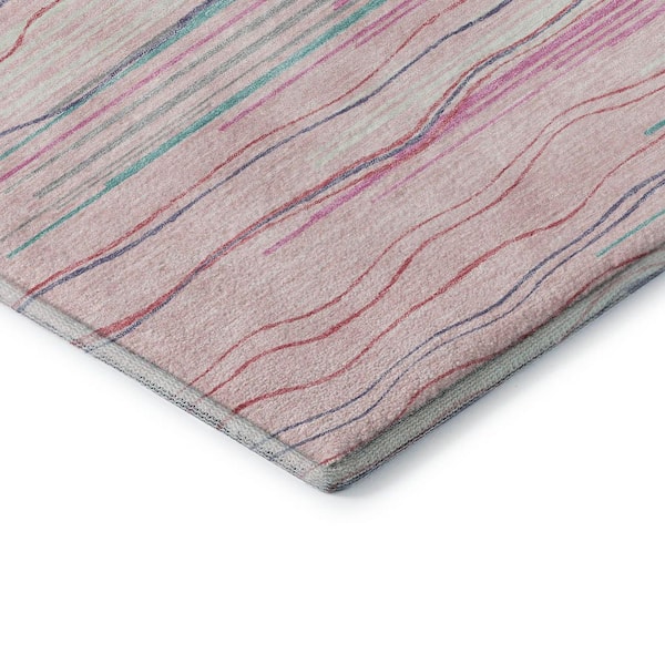 Mayfield Premium Machine Washable Abstract AMF996 Pink 3 ft. x 5 ft. Area Rug