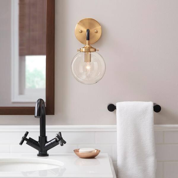 Home Decorators Collection 1-Light Matte Black and Antique Gold