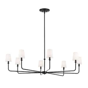 Pallas 52 in. 8-Light Black Traditional Shaded Circle Chandelier for Dining Room