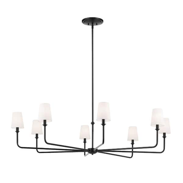 Pallas 52 in. 8-Light Black Traditional Shaded Circle Chandelier for Dining Room