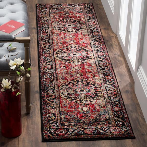 Vintage Hamadan 2 ft. x 12 ft. Red/Multi Oriental Runner Rug
