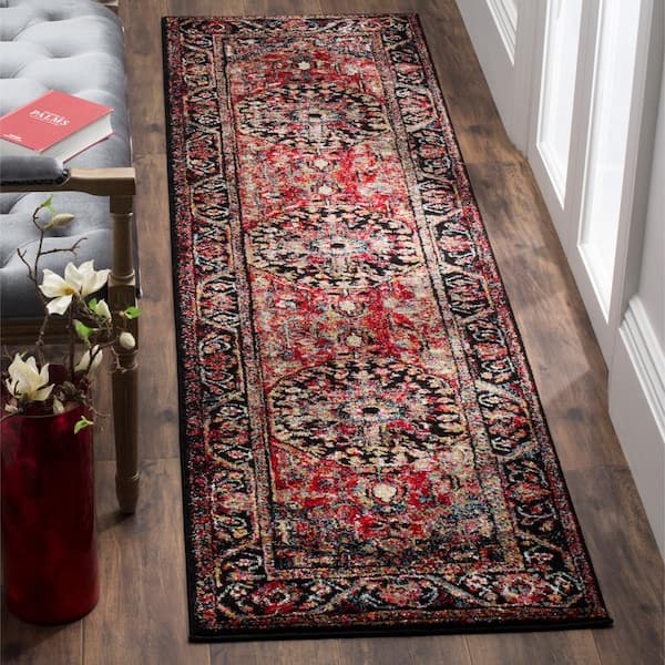 Vintage Hamadan Red/Multi 2 ft. x 16 ft. Antique Medallion Runner Rug