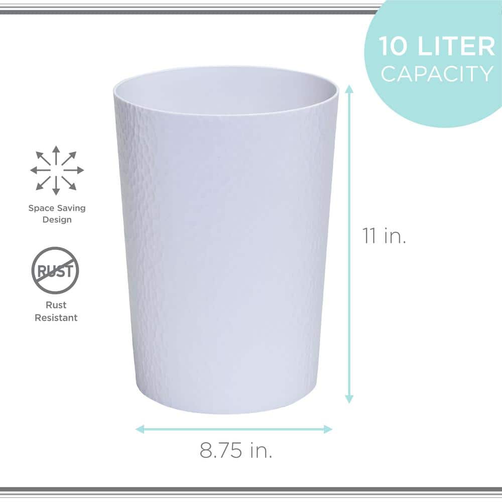 White Hammered Textured Plastic 10L Waste Bin