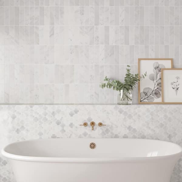 Monet 2 in. x 2 in. Honed Oriental White Marble Mosaic Tile (4.58 sq. ft./Case)