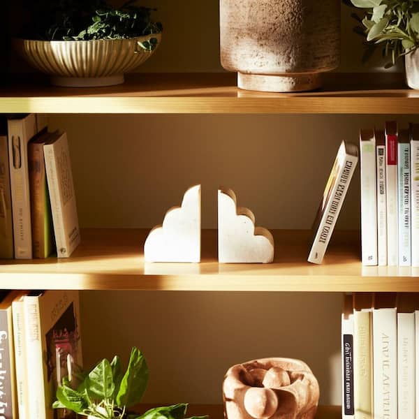 Ivory 5 in. Stone Modern Glam Cloud Bookends (Set of 2)