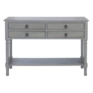 Haines 13 in. Distressed Gray Rectangle Wood Console Table with Drawer