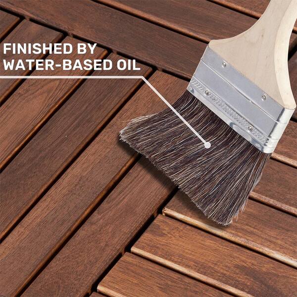 YOFE Brown Acacia Wood 3/4 in. T x 12 in. W Solid Hardwood Flooring Interlocking Deck Tiles - Striped Pattern(20 sqft/case)